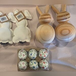 Wooden and Fabric Bunny Decor Set